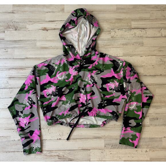 Koral Womens Clover Energy Cropped ls Hoodie Bandana Troop sz S EUC - Picture 3 of 5